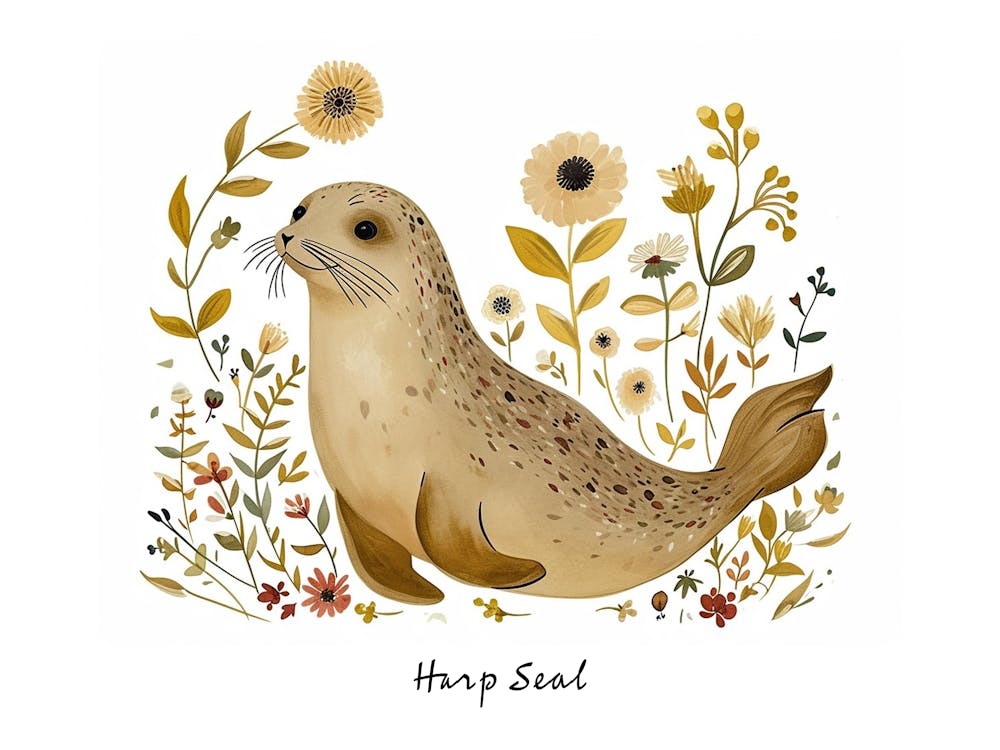 Little Floral Harp Seal 3 Poster
