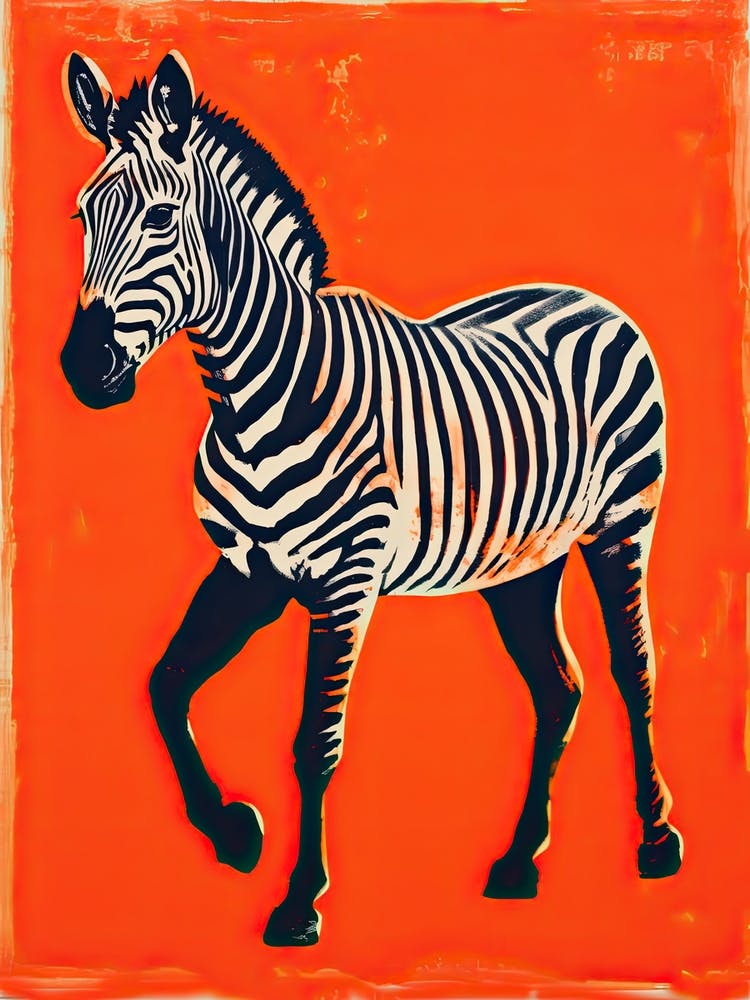 Grevy S Zebra, Woodblock Animal Drawing 3
