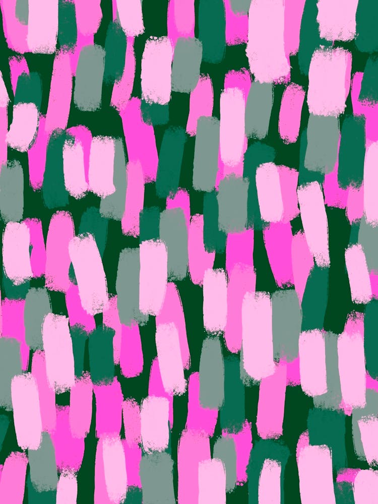 Abstract Pink And Green Brush Strokes Pattern
