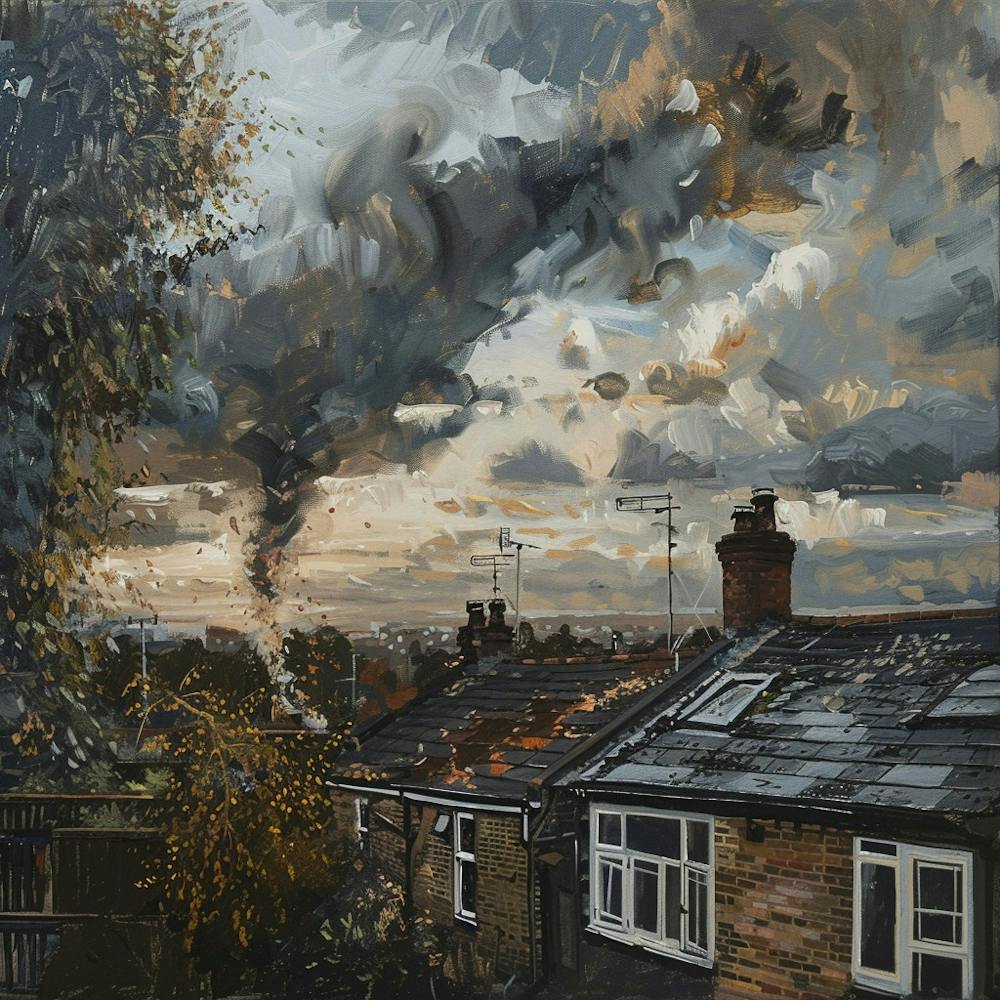 Storm Clouds Over A House Oil Painting