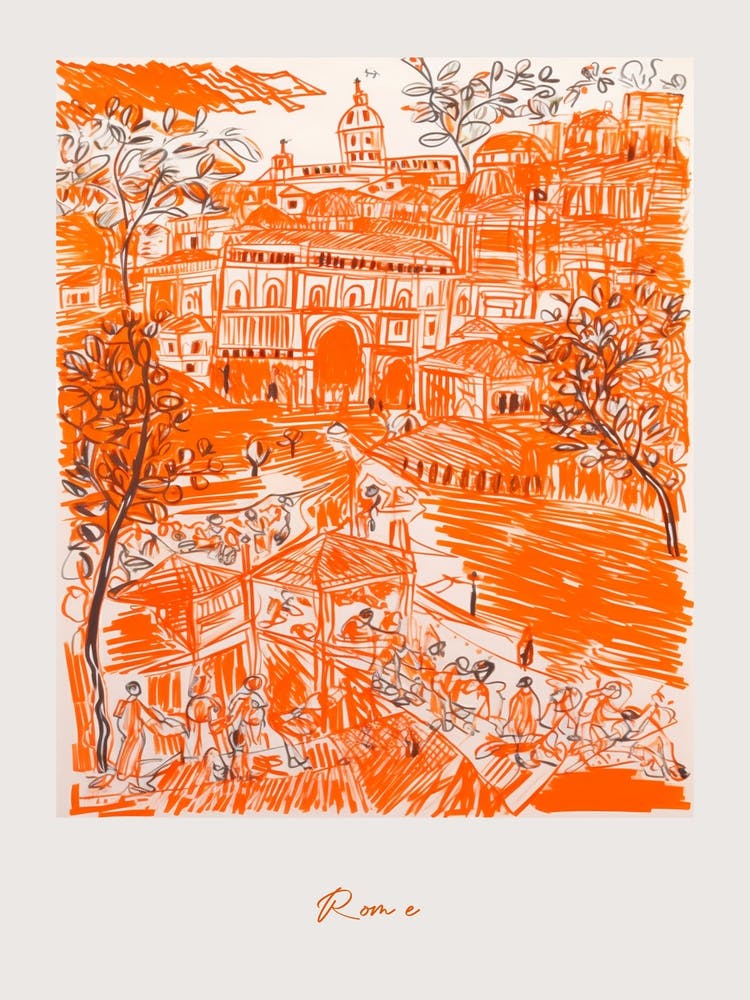 Data Set 24 Italy Orange Drawing Poster