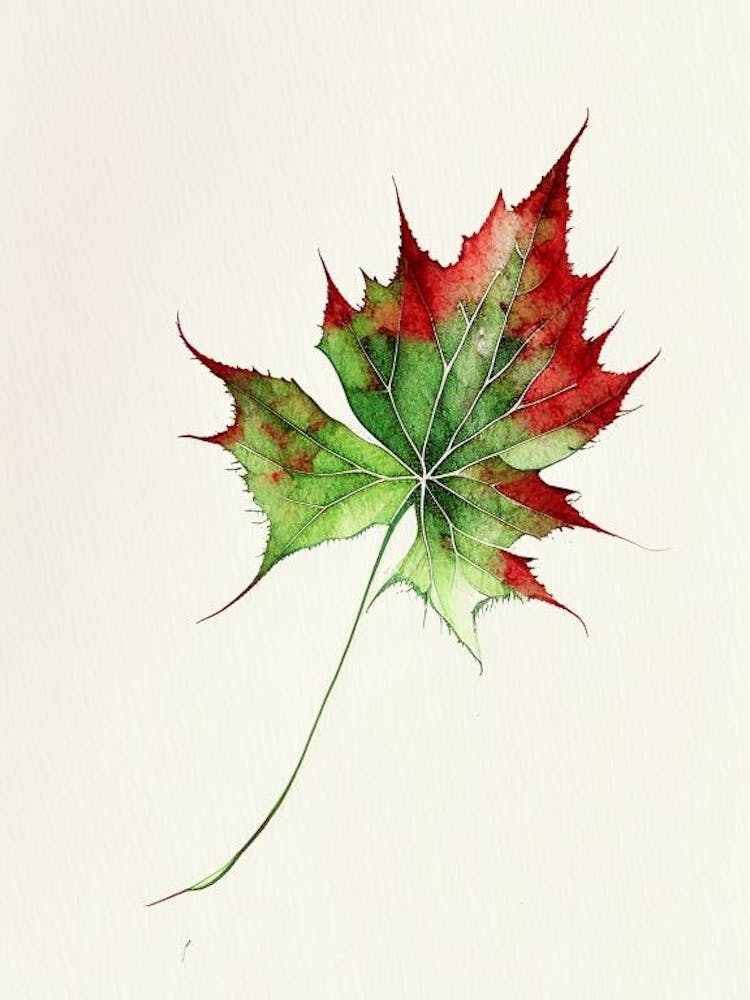 Virginia Creeper Leaf Minimalist Watercolour 3