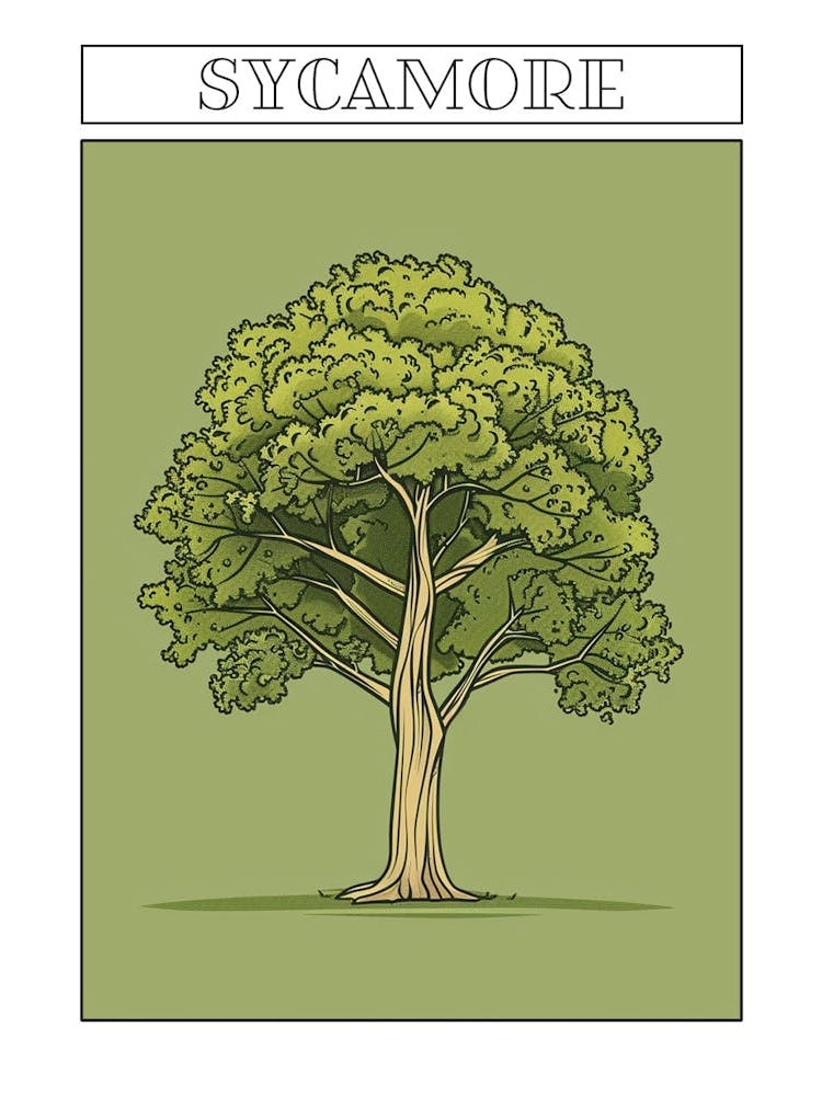 Sycamore Tree Minimalistic Drawing 1 Poster