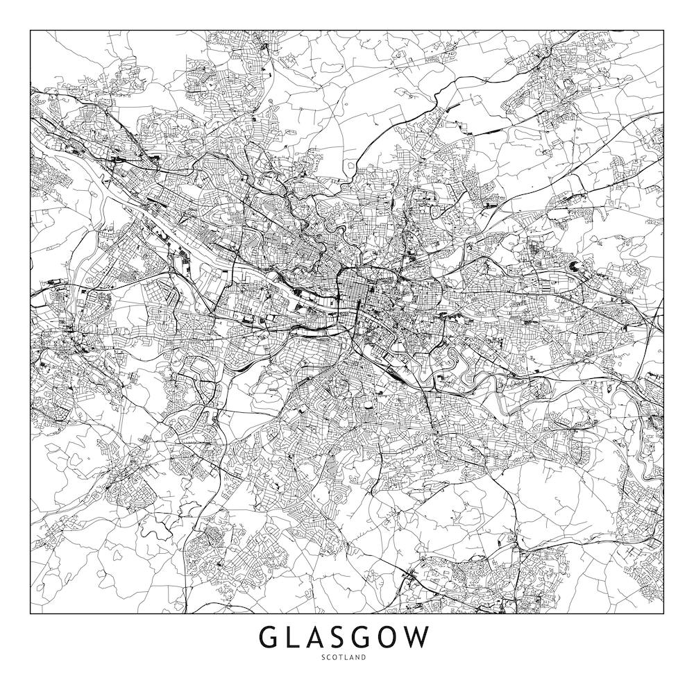 Glasgow White Map Square