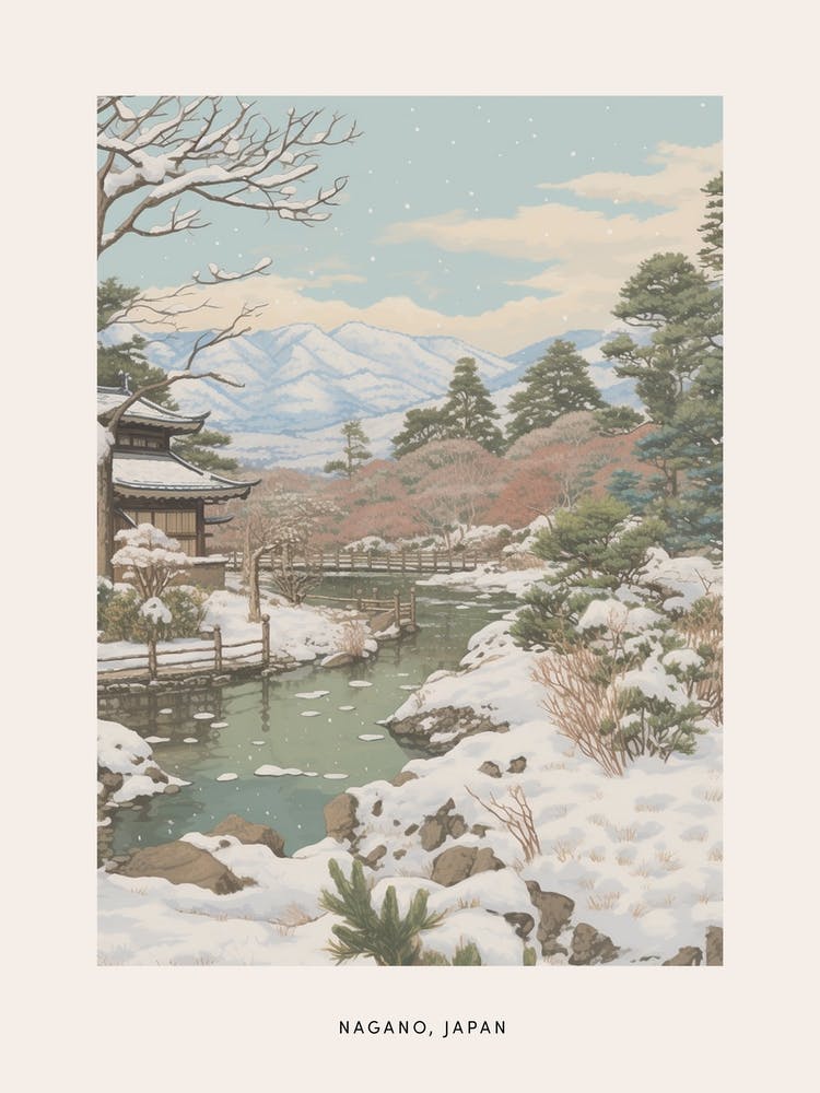 Vintage Winterposter Nagano Japan 2