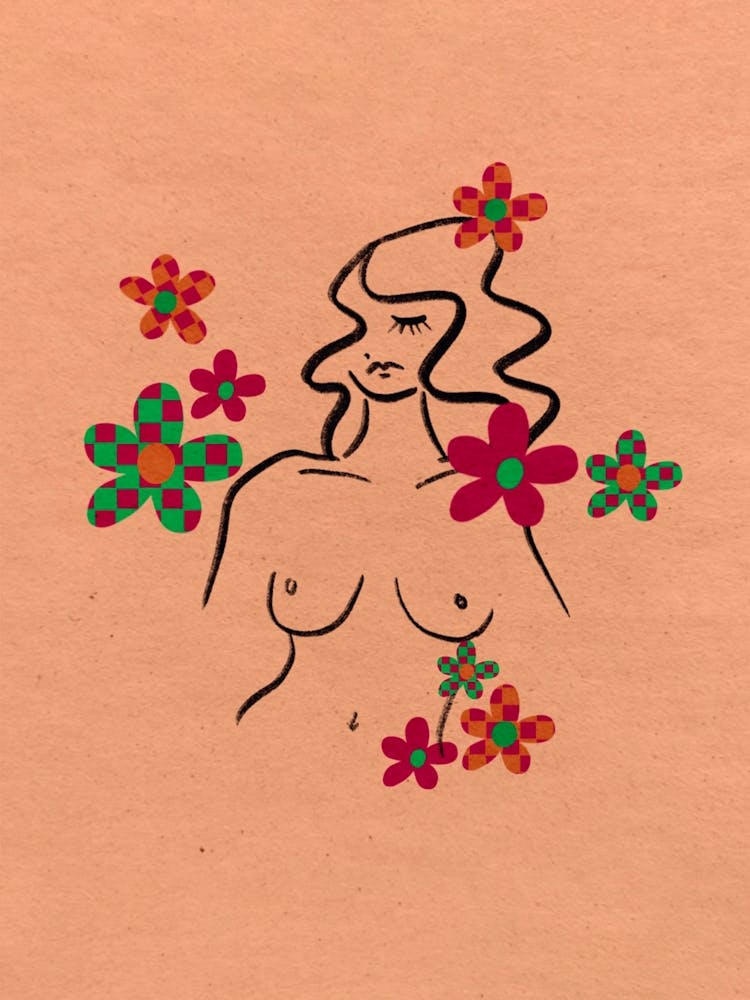 Nude Woman With Flowers