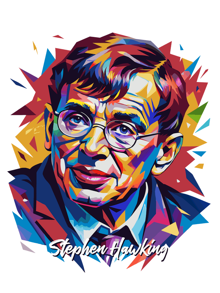 Stephen Hawking 01 Portrait WPAP Pop Art