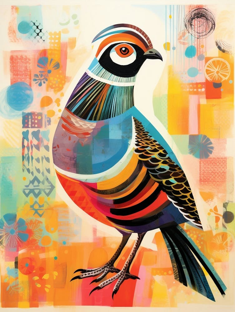 Bird Painting Collage Partridge 4