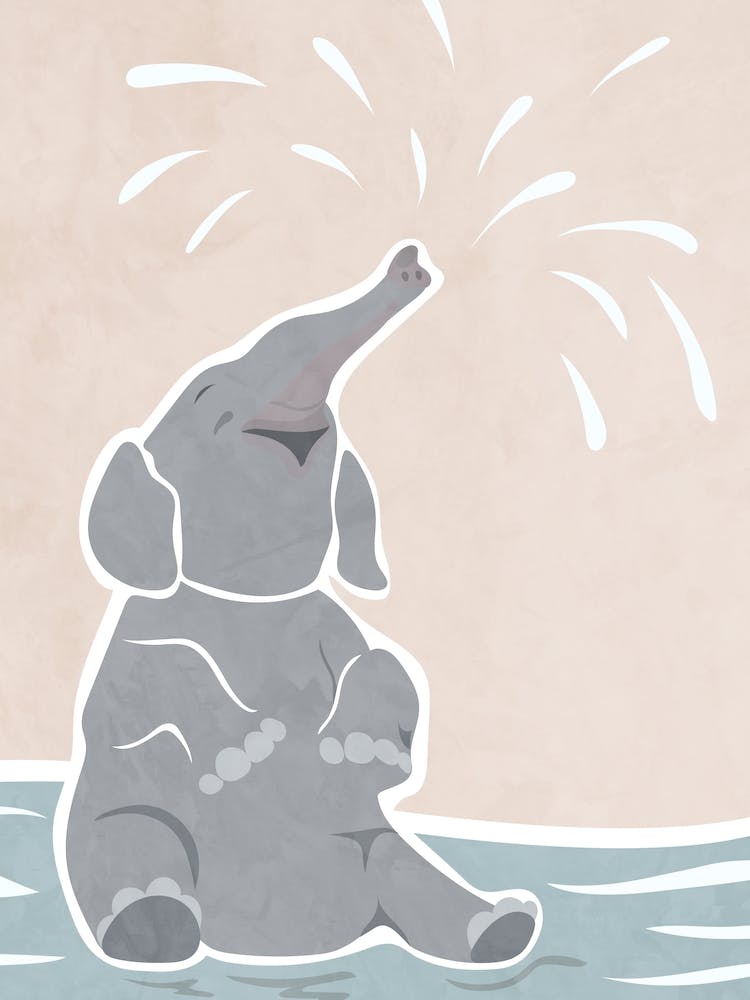 Elephant Splashing Water