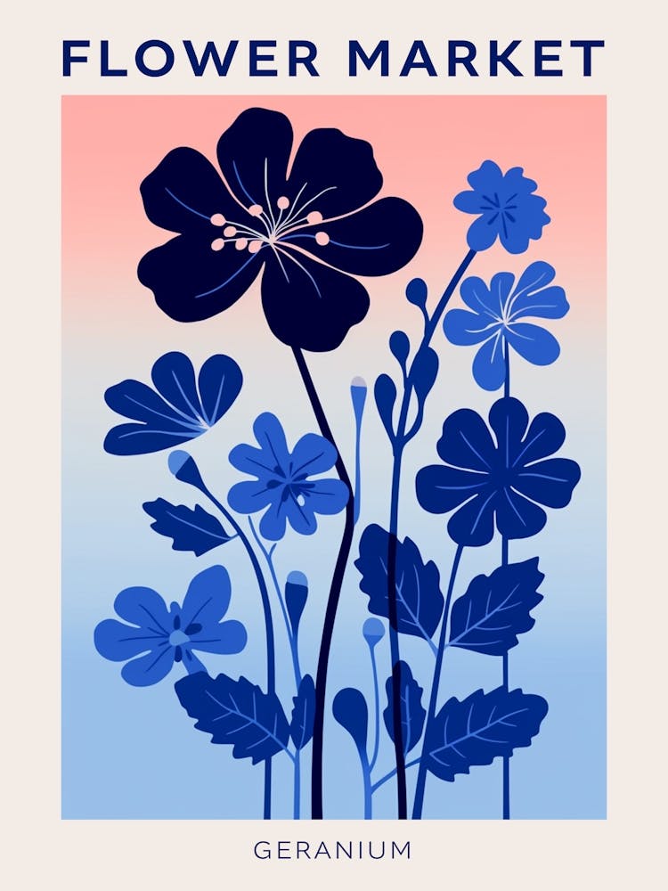 Blue Flower Market Poster Geranium 4