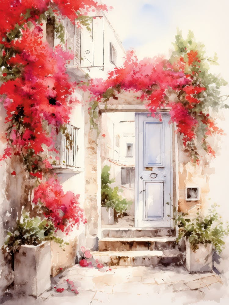 Rome, Italy   Mediterranean Doors Watercolour Painting 4