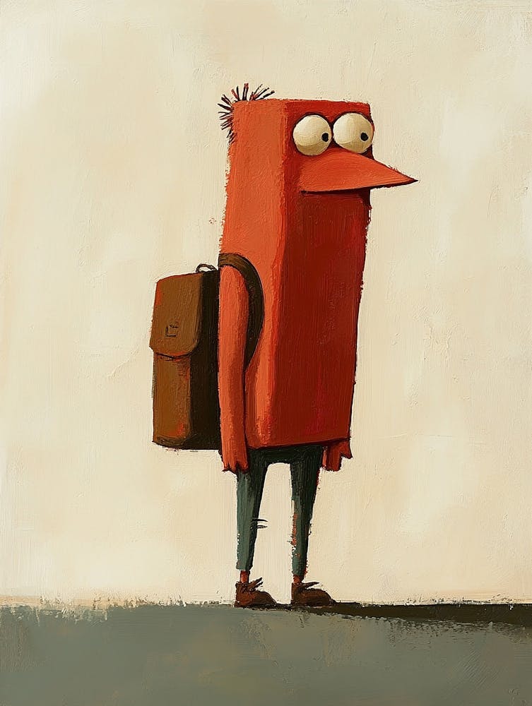 Red Guy With Backpack