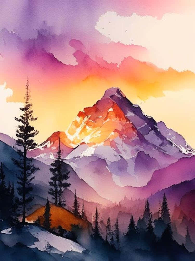 The Rocky Mountains Watercolour 3