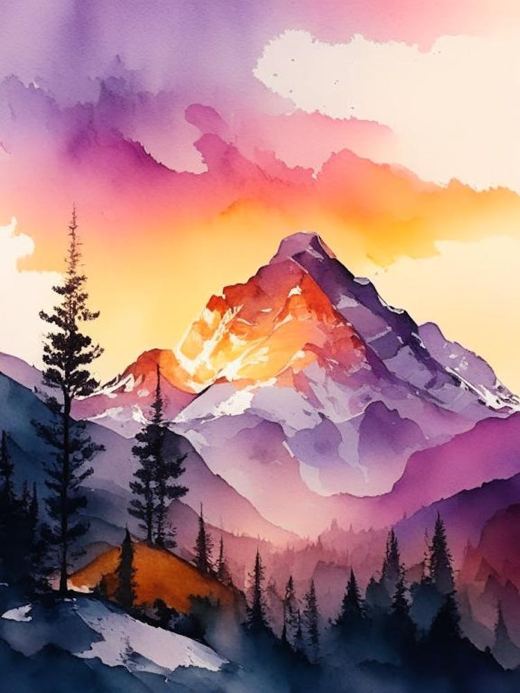 The Rocky Mountains Watercolour 3
