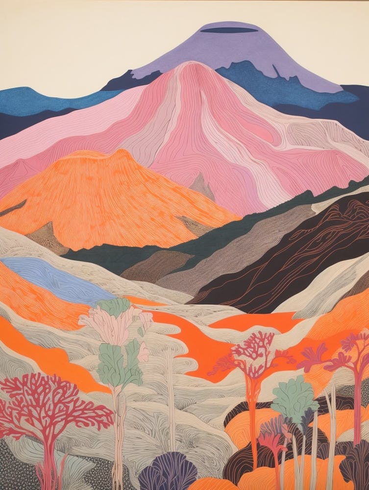 Mount Yasur Vanuatu 2 Colourful Mountain Illustration