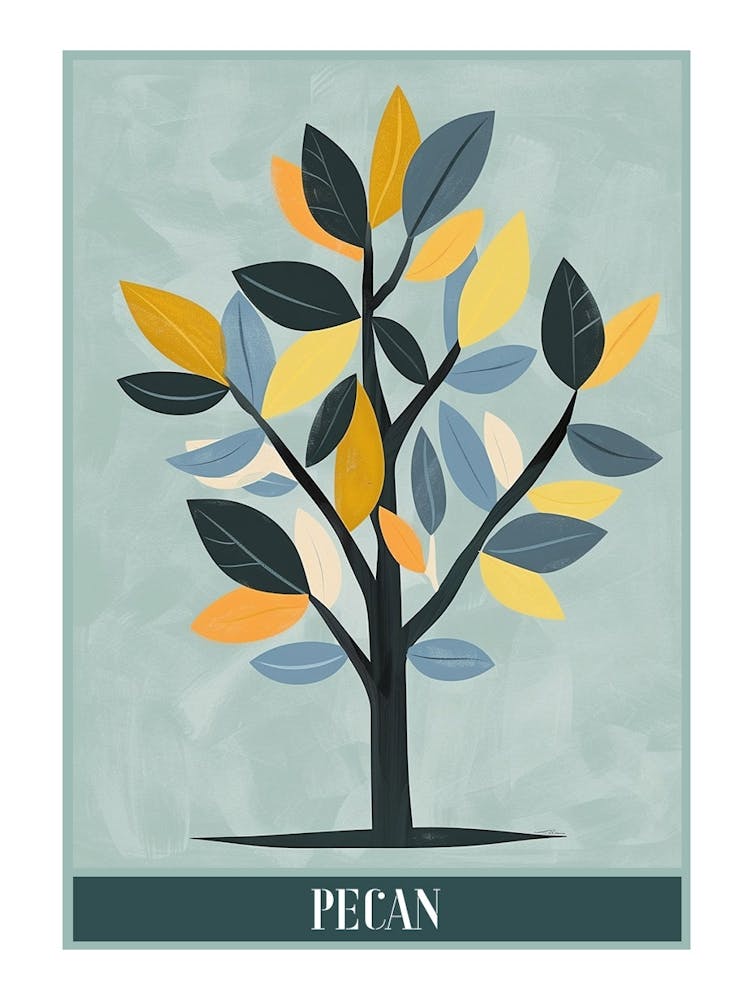 Pecan Tree Flat Illustration 8 Poster
