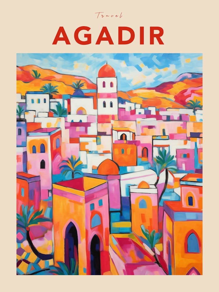 Agadir Morocco Fauvist Travel Poster