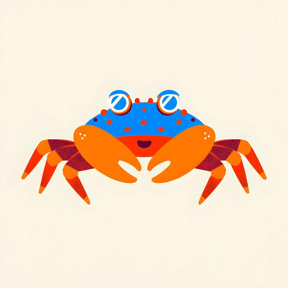 Brightly Colored Cartoon Crab