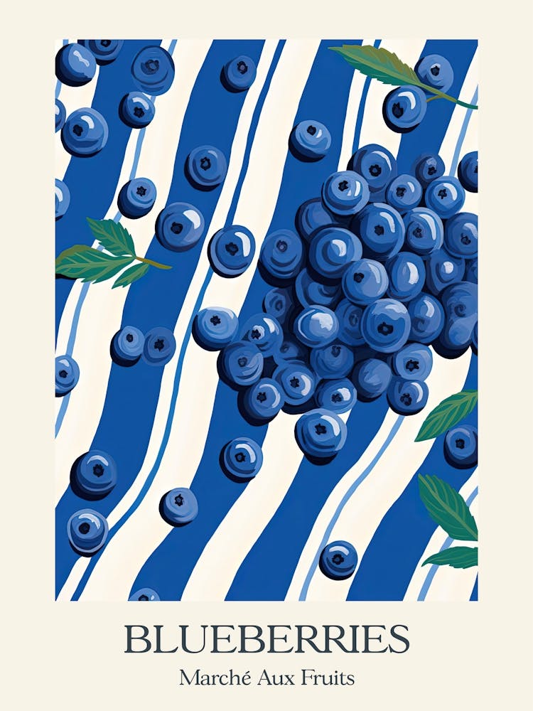 Marche Aux Fruits Blueberries Fruit Summer Illustration 4