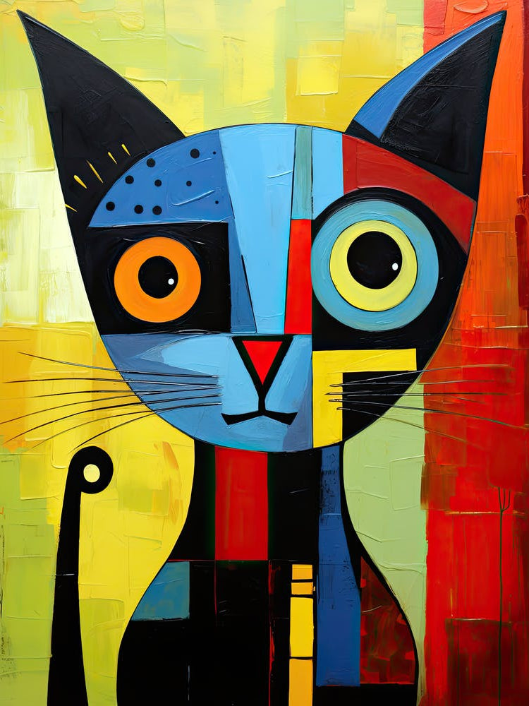 Feline Geometry: Minimalist Cubism in Cat Art