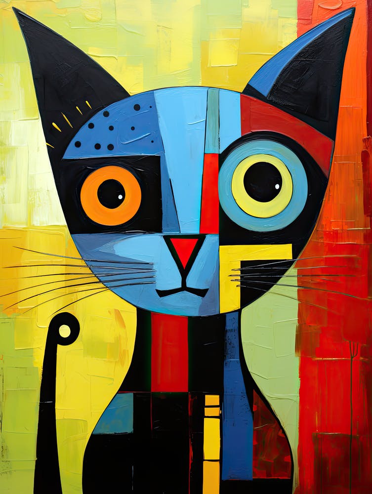 Feline Geometry: Minimalist Cubism in Cat Art