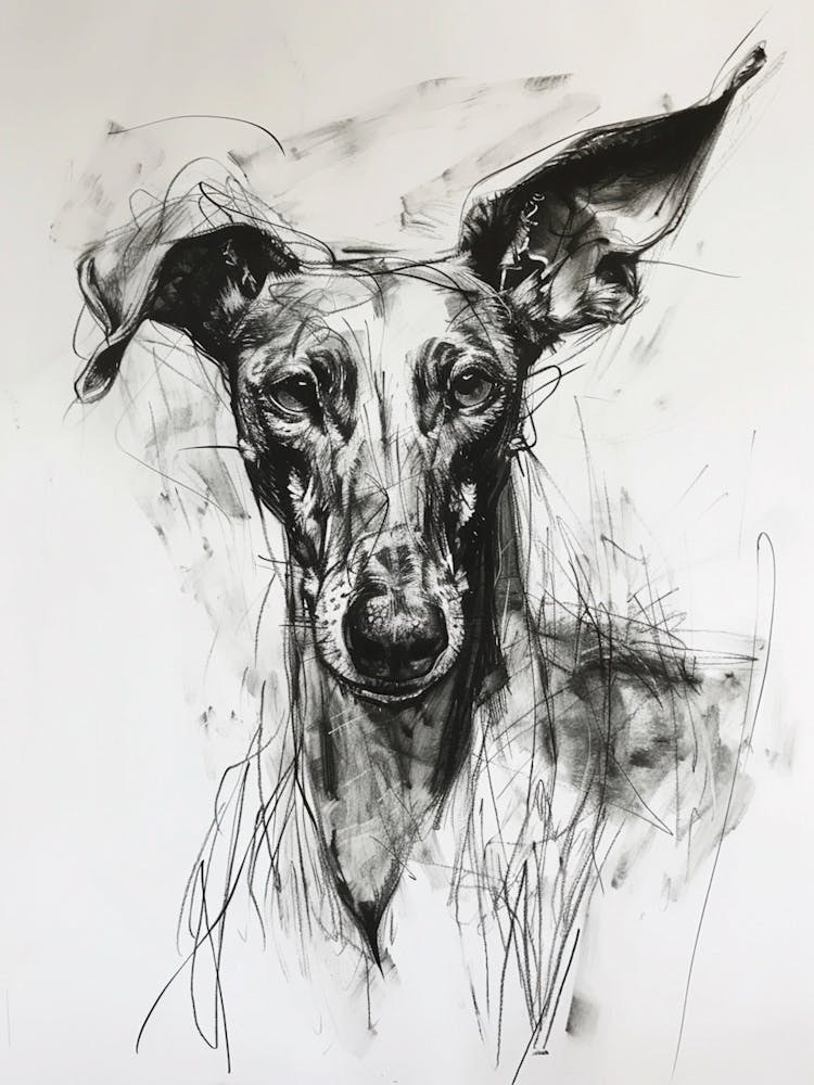 Ibizan Hound Dog Charcoal Line 1