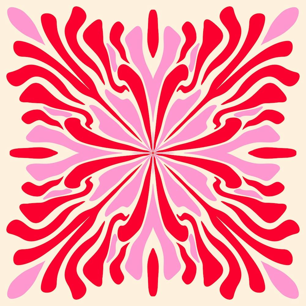 Abstract liquid petals - pink and red