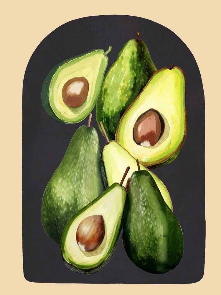 Avocado Watercolor Art 1