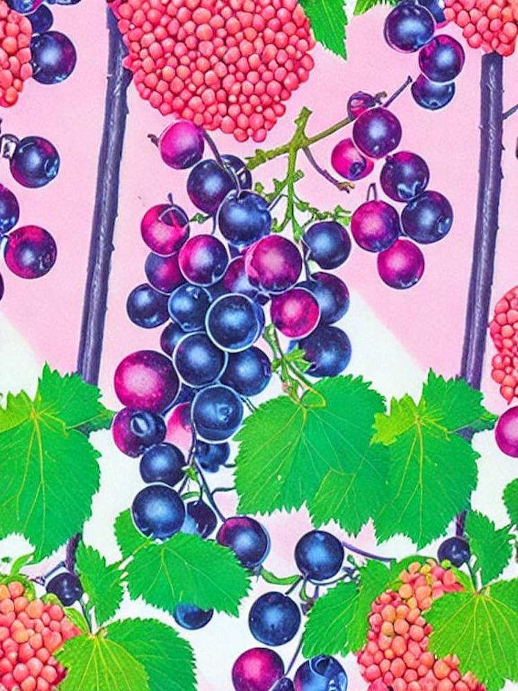 Blackcurrant Risograph Retro Poster Fruit