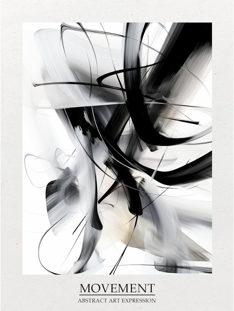 Movement Abstract Black And White 6 Poster