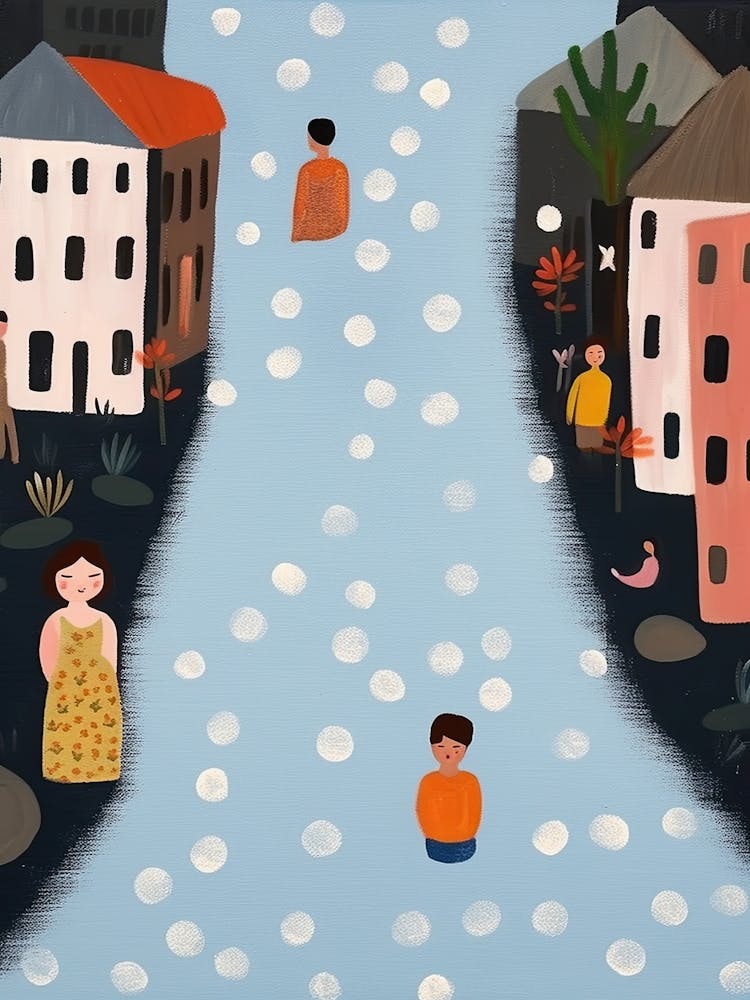 Amsterdam Canal Scene, Tiny People And Illustration 4