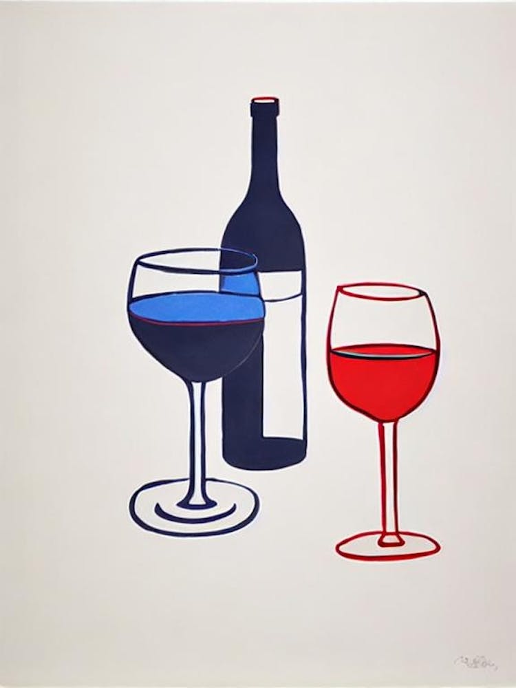 Cinsault Rosé Picasso Line Drawing Cocktail Poster