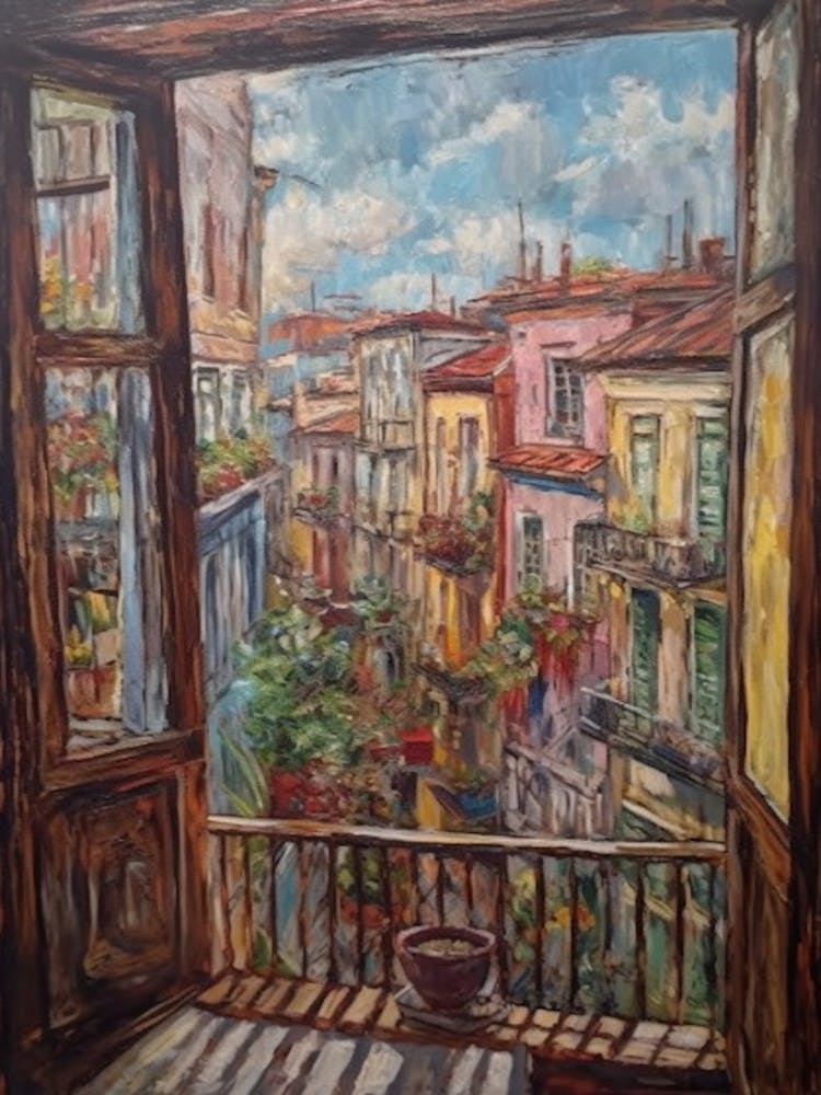 Window View Of Buenos Aires In The Style Of Impressionism 4