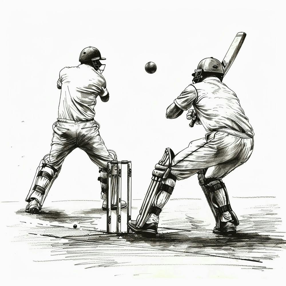 Joueurs de Cricket Jouant au Cricket
