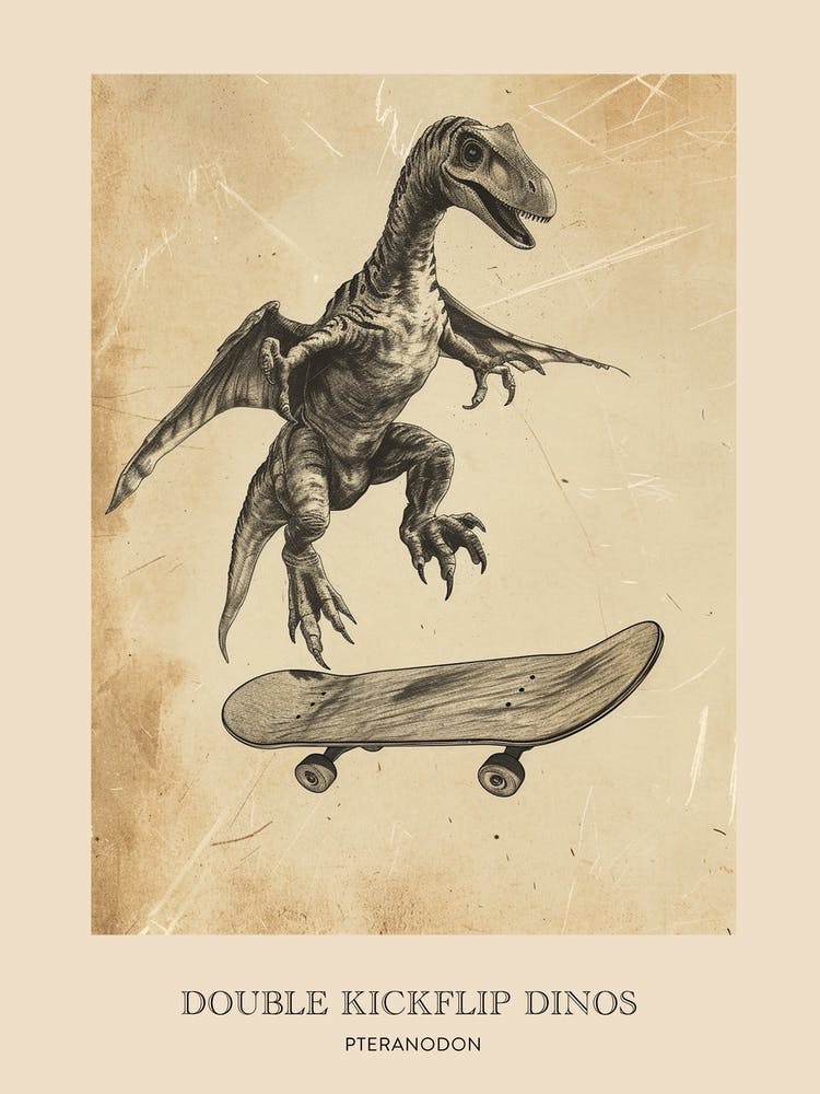Pteranodon Vintage Dinosaure - Affiche