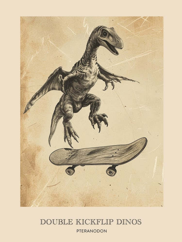 Pteranodon Vintage Dinosaur Poster