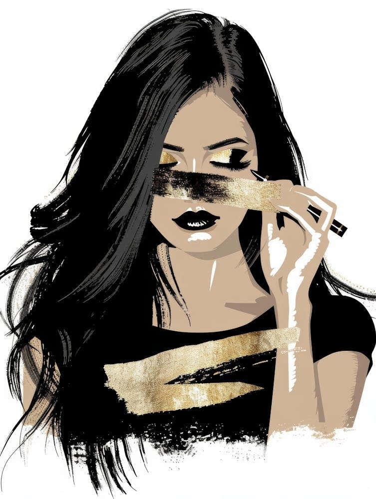 Girl Brushing Her Eyelashes