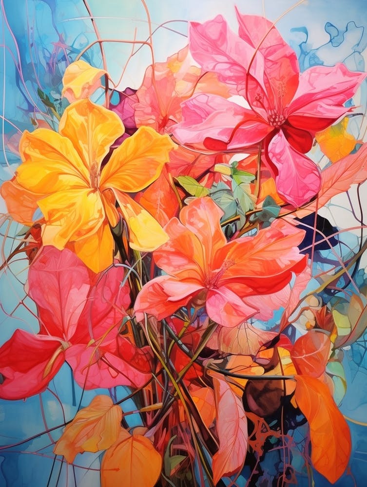 Abstract Flower Painting Poinsettia 2