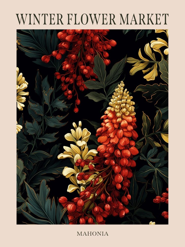 Mahonia 4 Winter Flower Market Poster