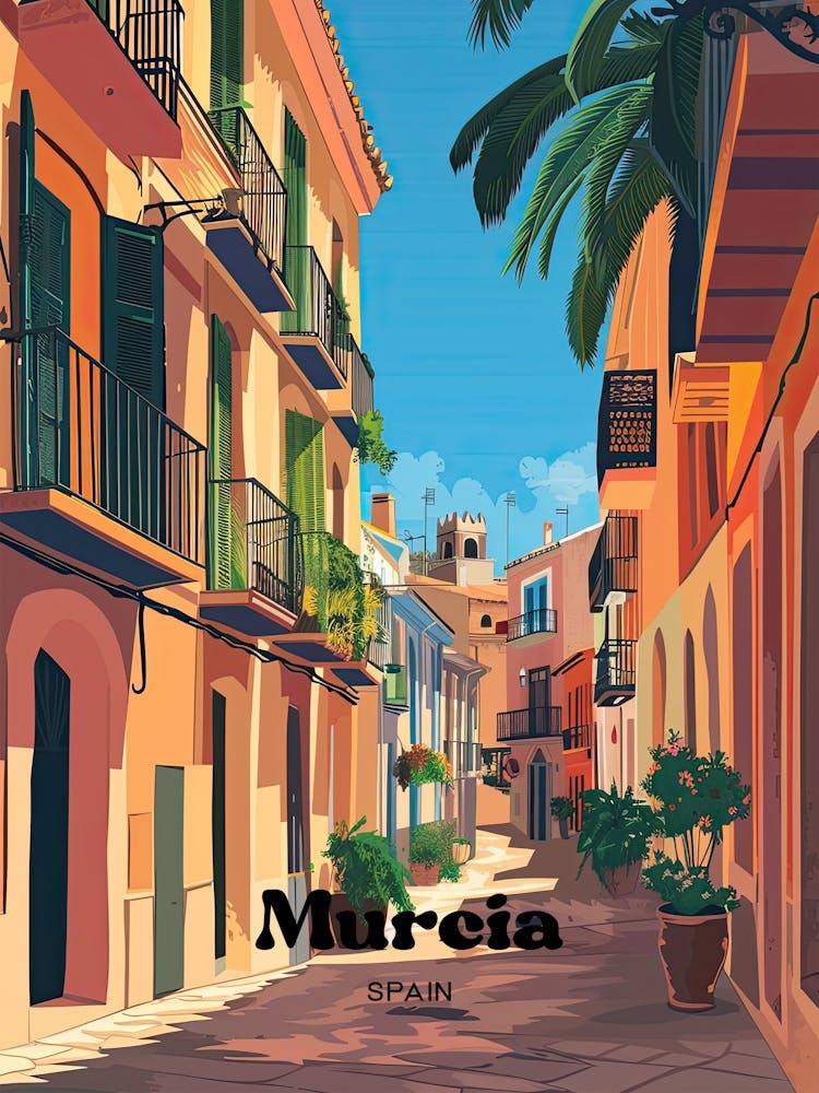 Murcia Spain Streetview Digital Travel Art