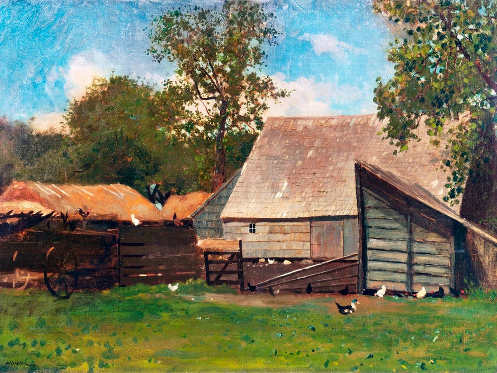 Farmyard with Ducks and Chickens (ca. 1872–1873), Winslow Homer