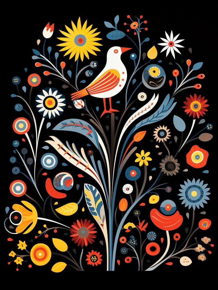 Folk Bird Illustration Seagull 2