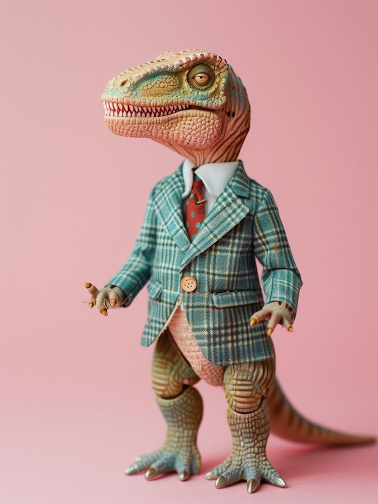 Pastel Toy Dinosaur In A Suit & Tie 4