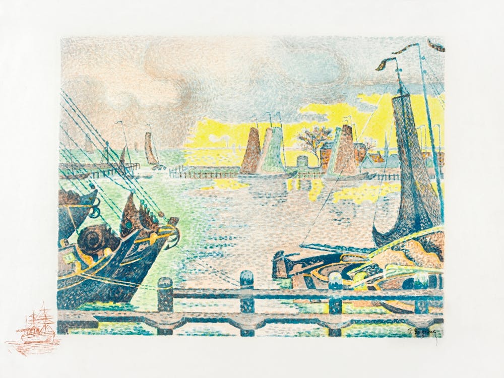 Boats At Flushing (Bateaux À Flessingue) (1895), Paul Signac