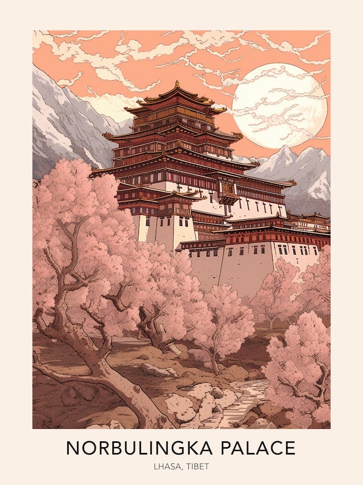 The Norbulingka Palace Lhasa Tibet Travel Poster