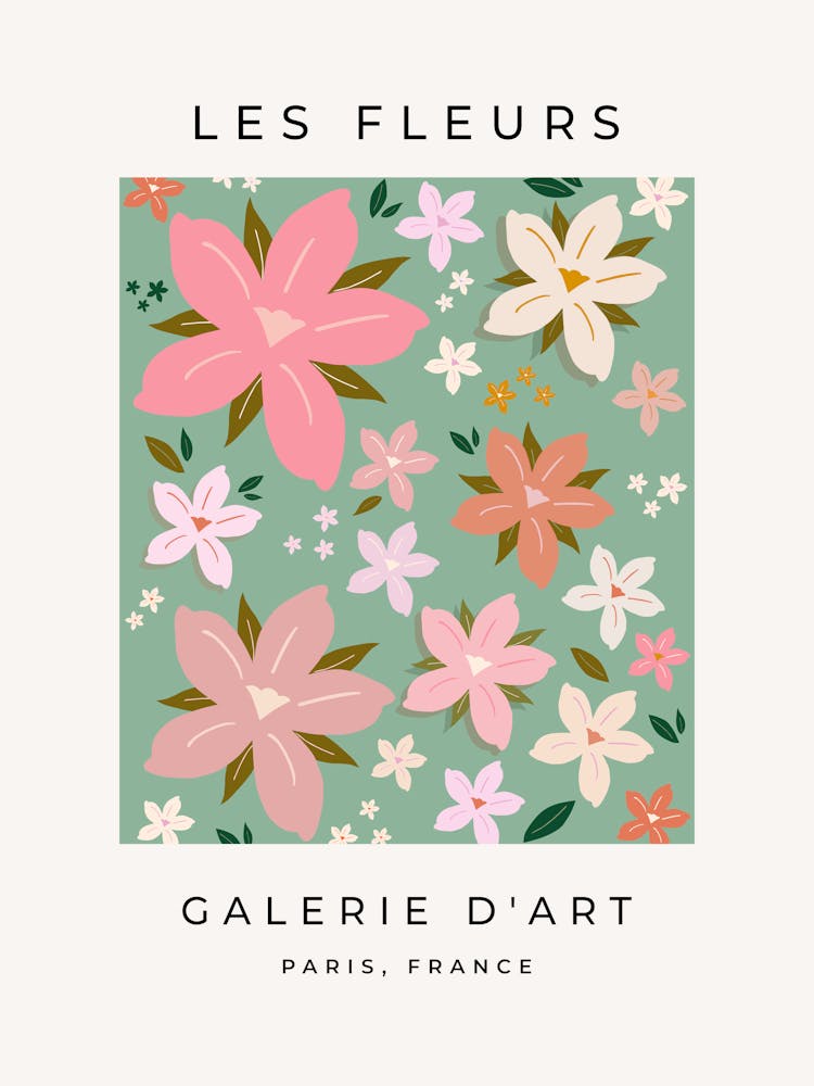 Les Fleurs | 07 - Pastel Floral Green Pink Peach Flowers