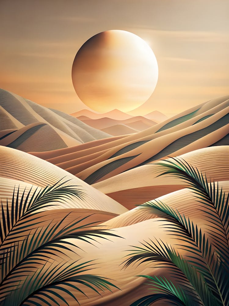 Desert Landscape With Palm Trees 3