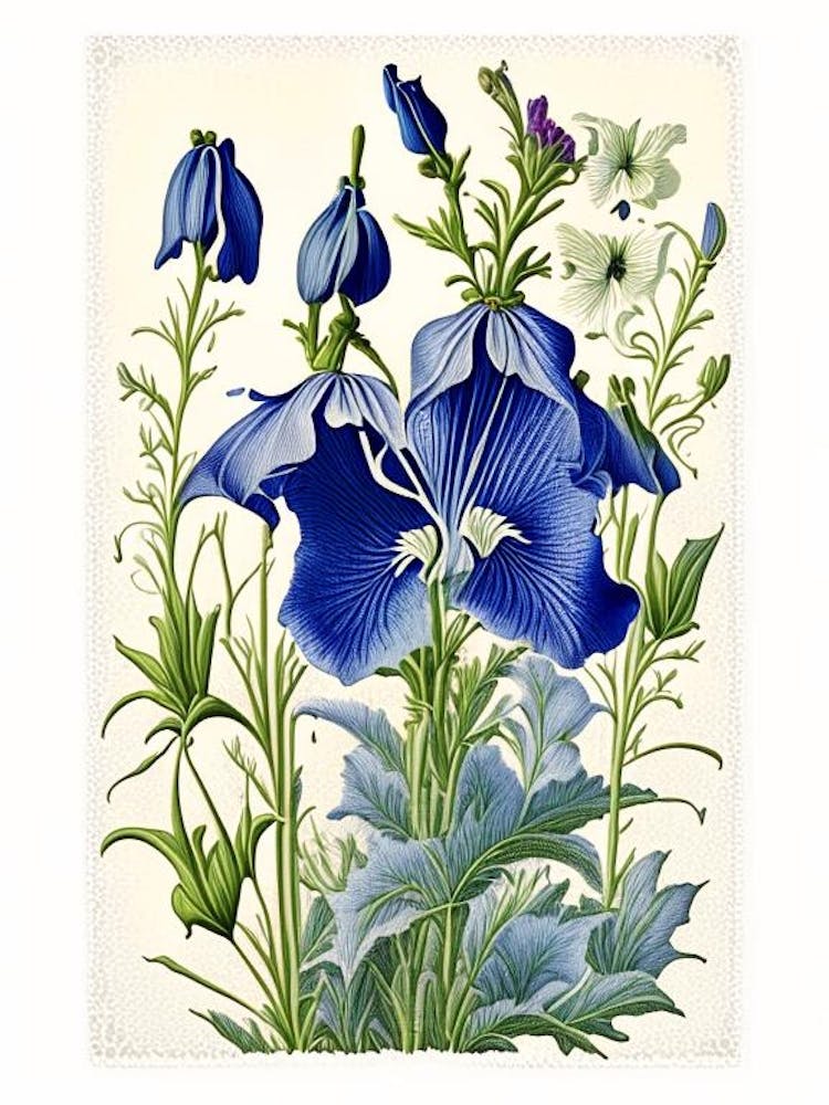 Bellflower 2 Floral Botanical Vintage Poster Flower