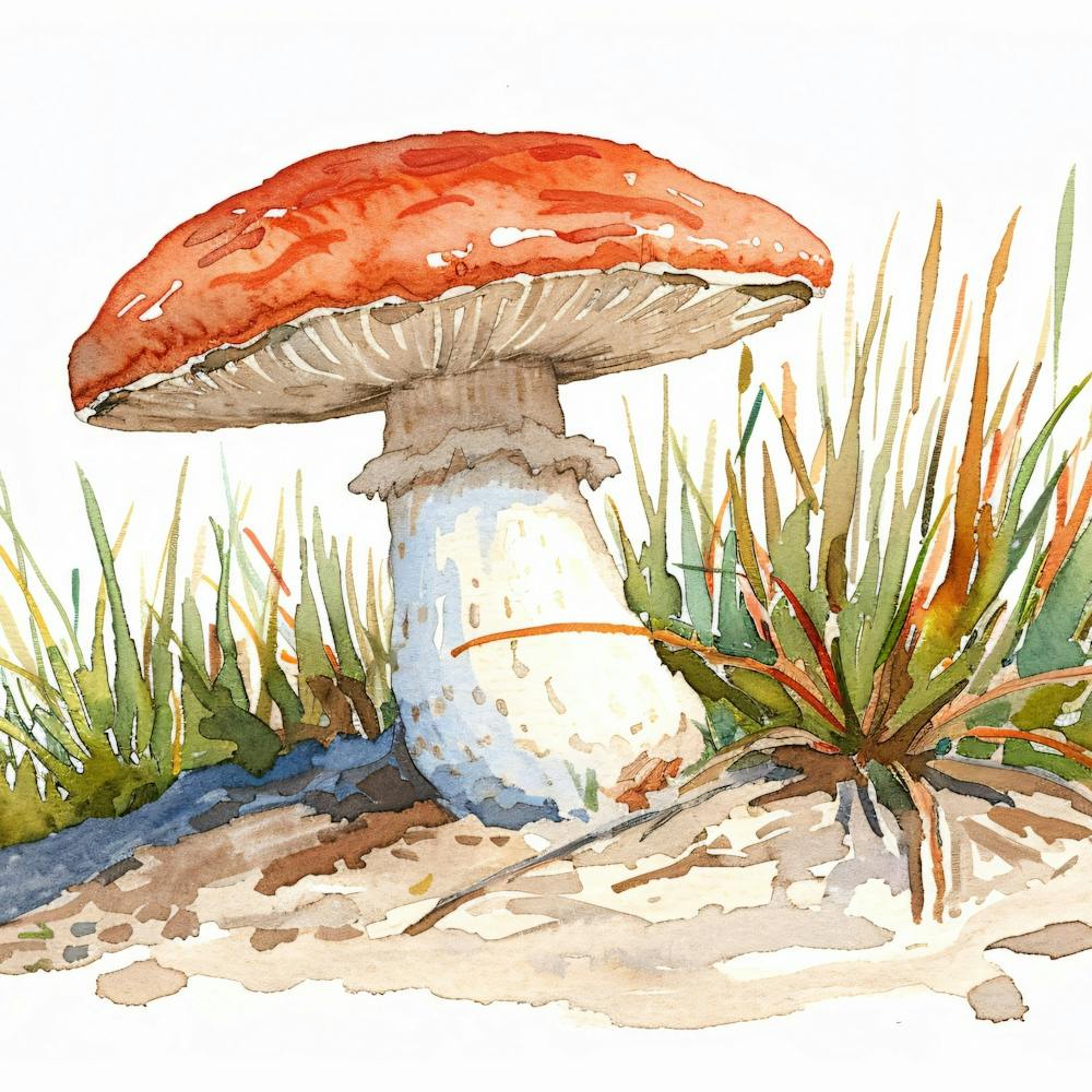 Red Mushroom In The Grass