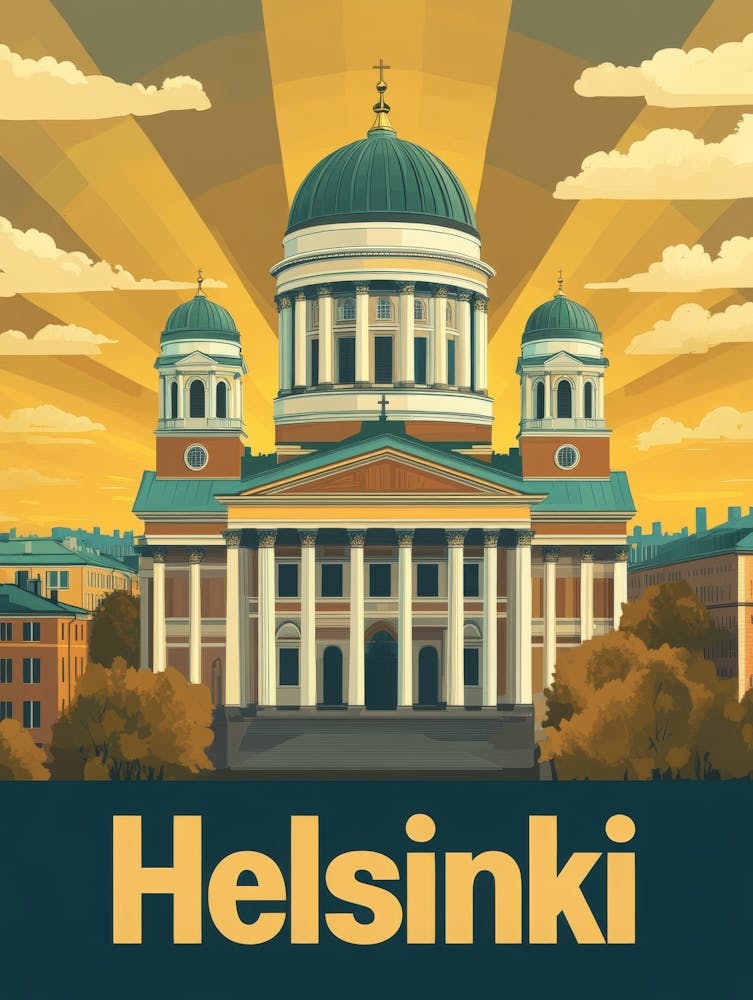 Aihrgdesign A Vintage Travel Poster Of Helsinki